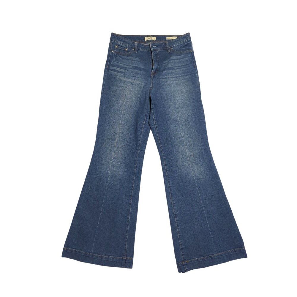 Jessica Simpson True Love Wide Leg Trouser Jeans Size 29 Blue Denim Blend Womens